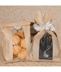 Крафтовый бумажный V-пакет с окном для выпечки 140+60×250 мм