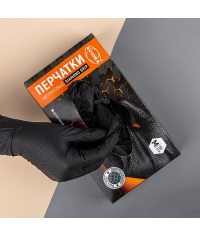 Перчатки нитриловые Aviora DIAMOND GRIP Алмазный хват Черные особо прочные р. M 50 шт.