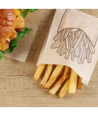 Жиростойкий бумажный V-пакет с принтом КАРТОШКА ФРИ 100+30×115 мм Крафт