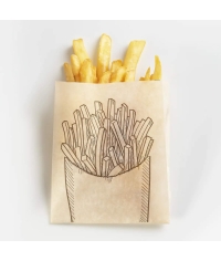 Жиростойкий бумажный V-пакет с принтом КАРТОШКА ФРИ 100+30×115 мм Крафт