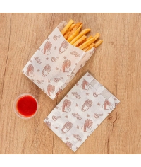 Жиростойкий бумажный Белый V-пакет с принтом КАРТОШКА ФРИ 110+50×175 мм