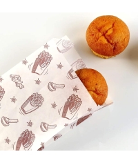 Жиростойкий бумажный Белый V-пакет с принтом КАРТОШКА ФРИ 110+50×175 мм