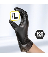 Перчатки AVIORA неопудренные винил ЧЕРНЫЕ р. L 100 шт.