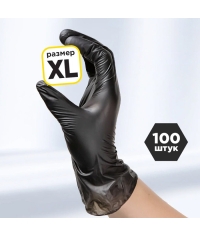 Перчатки AVIORA неопудренные винил ЧЕРНЫЕ р. XL 100 шт.