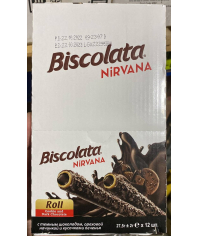 Вафельная трубочка Biscolata Nirvana Roll Темный шоколад Ореховая начинка Печенье 27,5 г