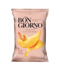 Чипсы картофельные BON GIORNO Креветка в белом вине 80 г Чипсы картофельные BON GIORNO Креветка в белом вине 80 г