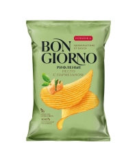 Чипсы картофельные рифленые BON GIORNO Песто с пармезаном 80 г