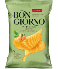 Чипсы картофельные рифленые BON GIORNO Песто с пармезаном 80 г Чипсы картофельные рифленые BON GIORNO Песто с пармезаном 80 г