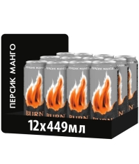 Энергетический напиток Burn Peach Zero Sugar 449 мл ж/б