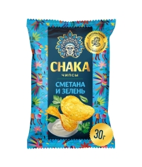 CHAKA Чипсы картофельные рифленые Сметана и зелень 30 г
