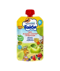 Пюре детское Черноголовка Яблоко Черника Клубника с овсяной и рисовой мукой 85 г пауч