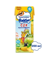 Черноголовка Бейби 100% детский сок Мультифрукт с мякотью 200 мл