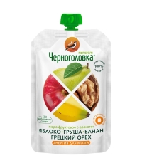Пюре детское Черноголовка Перекус с Грецким орехом 85 г пауч