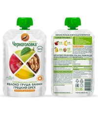 Пюре детское Черноголовка Перекус с Грецким орехом 85 г пауч