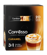 Кофе растворимый Coffesso 3 в 1 Caramel стики 14 г × 20 шт.
