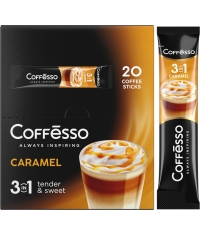 Кофе растворимый Coffesso 3 в 1 Caramel стики 14 г × 20 шт.