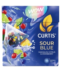 Curtis WOW DROP чай фруктово-травяной SOUR Blue Кислый синий 15 пирам. × 1,5 г