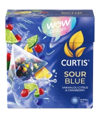Curtis WOW DROP чай фруктово-травяной SOUR Blue Кислый синий 15 пирам. × 1,5 г