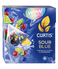 Curtis WOW DROP чай фруктово-травяной SOUR Blue Кислый синий 15 пирам. × 1,5 г