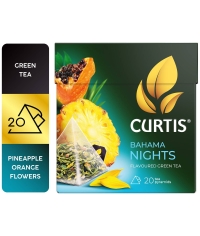Чай зеленый Curtis BAHAMA NIGHTS ароматизированный с ананасом и экзотическими фруктами 20 пир. × 1,7 г