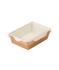 Контейнер бум. DoECO OPSALAD 400 мл белый /крафт 145×95×45 мм
