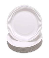 Тарелка бумажная DoECO PLATE W 180 Белая d=180 мм