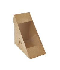 Упаковка для сэндвича DoECO SANDWICH 70 Крафт с окном 127×127×70 мм