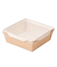 Контейнер бум. DoECO OPSALAD 900 мл белый /крафт 150×150×48 мм