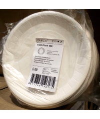 Тарелка бумажная DoECO PLATE 180 W Белая d=180 мм