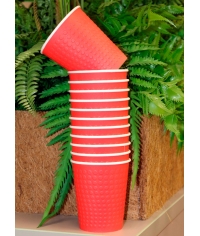 Бумажный стакан EcoCups кроко-конгрев Красный d=80 250 мл
