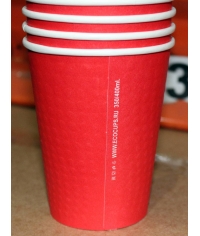 Бумажный стакан Eco Cups кроко-конгрев Красный d=90 350 мл