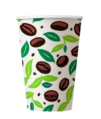 Бумажный стакан EcoCups ЛИСТЬЯ КОФЕ d=90 350/400 мл