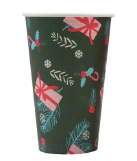 Бумажный стакан Подарки d=90 450 мл