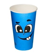 Бумажный стакан Ecopak Emoji голубой d=90 450 мл