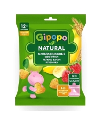 Фигурки мультизлаковые детские GIPOPO Яблоко Банан Клубника 21 г