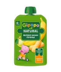 Пюре детское GIPOPO Яблоко Банан Печенье 90 г пауч