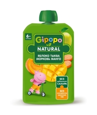Пюре детское GIPOPO Яблоко Тыква Морковь Манго 90 г пауч