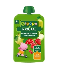 Пюре детское GIPOPO Яблоко Клубника Cмородина 90 г пауч