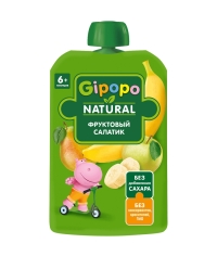 Пюре детское GIPOPO Фруктовый салатик Яблоко Груша Банан 90 г пауч