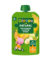 Пюре детское GIPOPO Фруктовый салатик Злаки 90 г пауч
