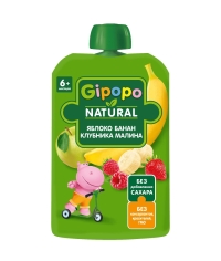 Пюре детское GIPOPO Яблоко Банан Клубника Малина 90 г пауч