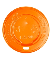 Крышка для стакана Оранжевая с открытым питейником d=90