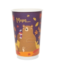 Стакан бумажный 2-слойный ProstoKap Мишка фиолетовый d=90 450 мл