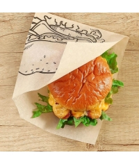 Жиростойкий бумажный уголок с принтом БУРГЕР 175×140 мм Крафт