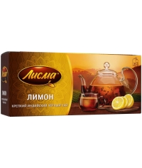 Чай Лисма черный ароматизированный крепкий Лимон 25 пак. × 1.5 г