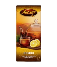Чай Лисма черный ароматизированный крепкий Лимон 25 пак. × 1.5 г