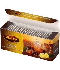 Чай Лисма черный ароматизированный крепкий Лимон 25 пак. × 1.5 г