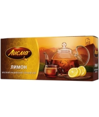 Чай Лисма черный ароматизированный крепкий Лимон 25 пак. × 1.5 г