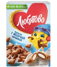 Подушечки злаковые Любятово с молочной начинкой 220 г коробка