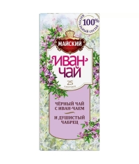 Майский Иван-чай с черным чаем и чабрецом 25 пак. × 1,5 г